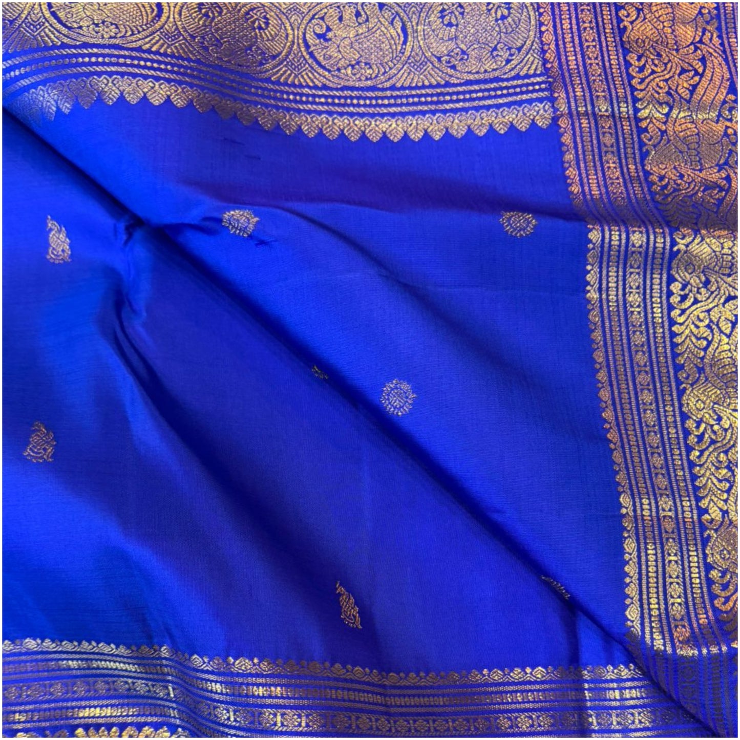 Ponni Rich Cobalt Blue Kanjivaram Pure Handloom Silk Saree | 3Gm Gold Zari Border | ANITYA Vadhu