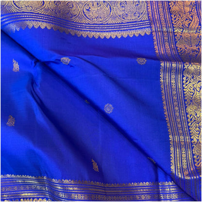 Ponni Rich Cobalt Blue Kanjivaram Pure Handloom Silk Saree | 3Gm Gold Zari Border | ANITYA Vadhu
