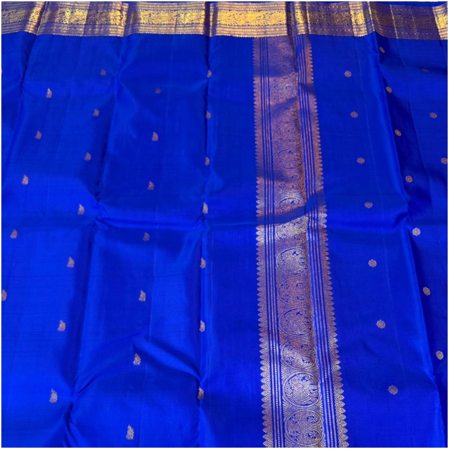 Ponni Rich Cobalt Blue Kanjivaram Pure Handloom Silk Saree | 3Gm Gold Zari Border | ANITYA Vadhu