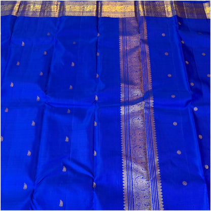 Ponni Rich Cobalt Blue Kanjivaram Pure Handloom Silk Saree | 3Gm Gold Zari Border | ANITYA Vadhu