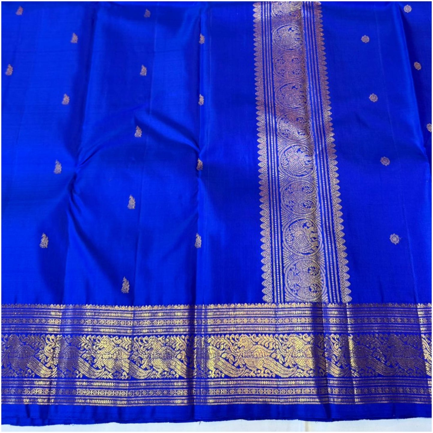 Ponni Rich Cobalt Blue Kanjivaram Pure Handloom Silk Saree | 3Gm Gold Zari Border | ANITYA Vadhu