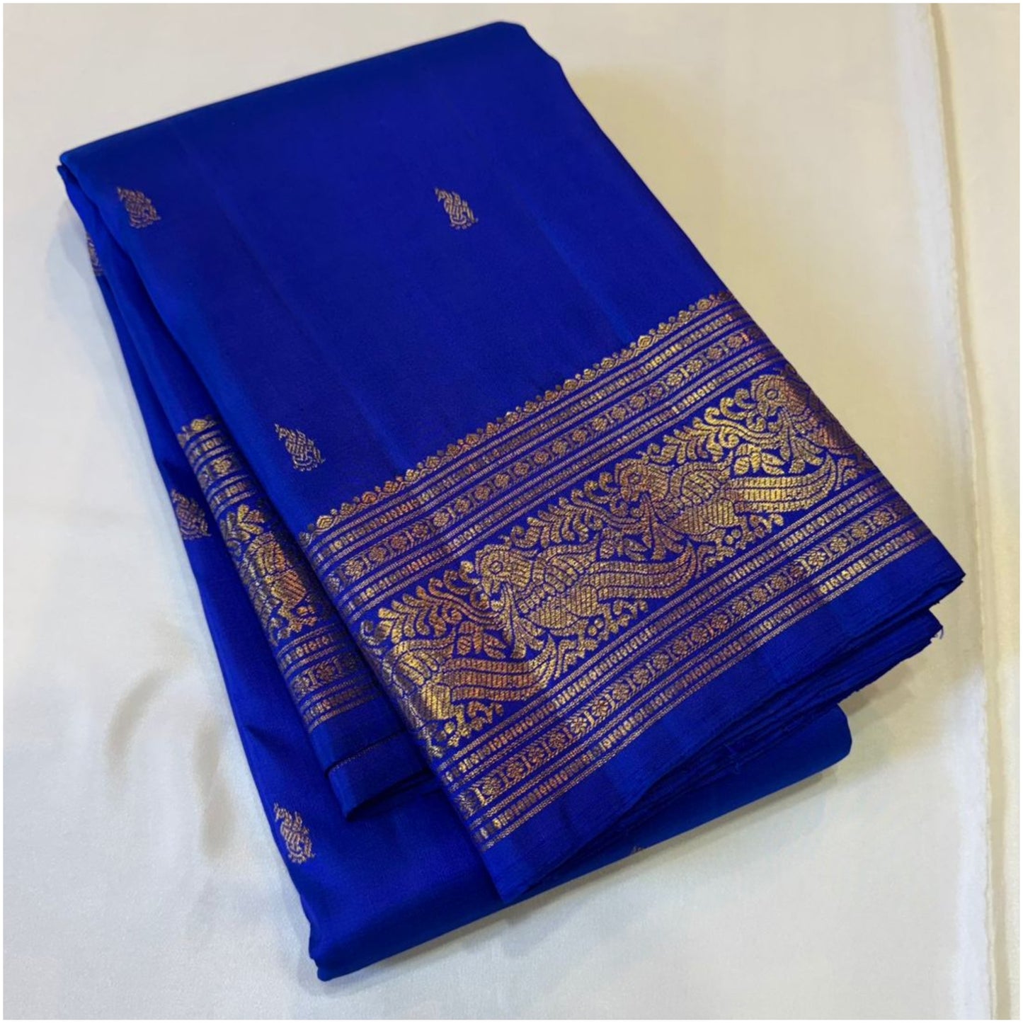 Ponni Rich Cobalt Blue Kanjivaram Pure Handloom Silk Saree | 3Gm Gold Zari Border | ANITYA Vadhu