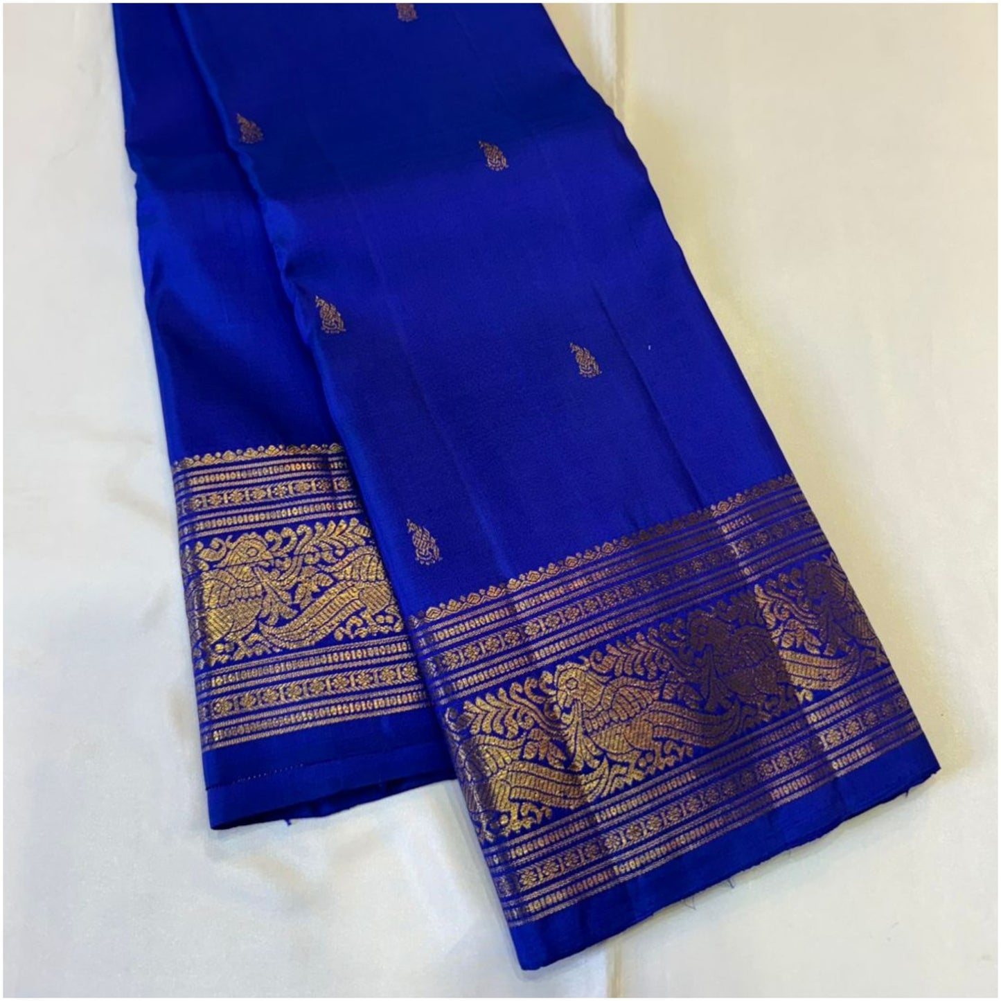 Ponni Rich Cobalt Blue Kanjivaram Pure Handloom Silk Saree | 3Gm Gold Zari Border | ANITYA Vadhu