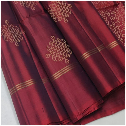 Rynaa Rusty Red Pure Handloom Double Warp Soft Silk Saree