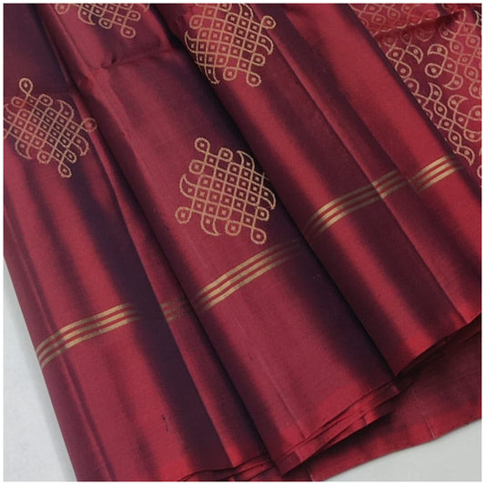 Rynaa Rusty Red Pure Handloom Double Warp Soft Silk Saree