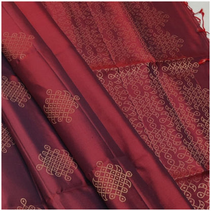 Rynaa Rusty Red Pure Handloom Double Warp Soft Silk Saree