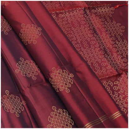 Rynaa Rusty Red Pure Handloom Double Warp Soft Silk Saree