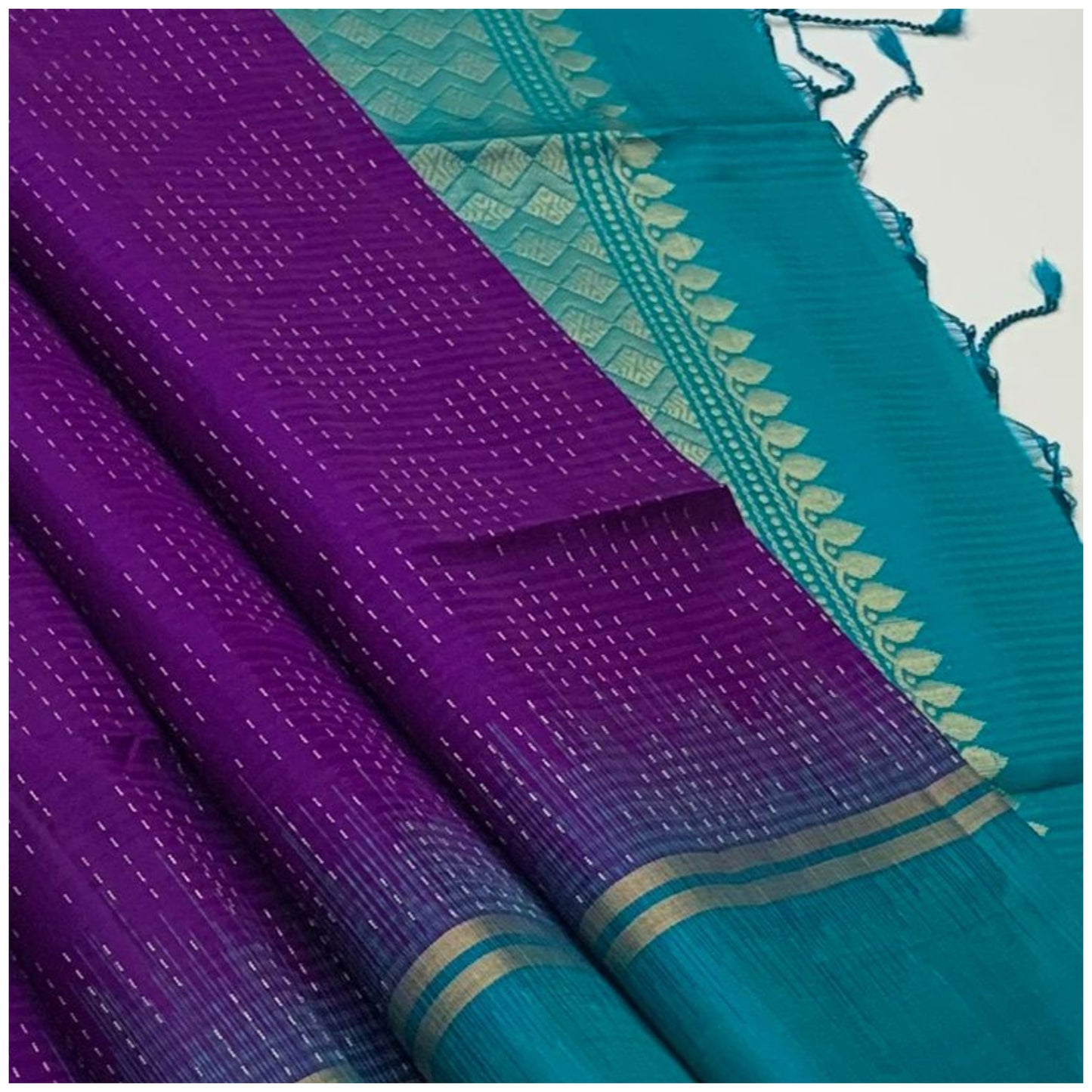 Saanvi Violet Blue Pure Handloom Double Warp Soft Silk Saree