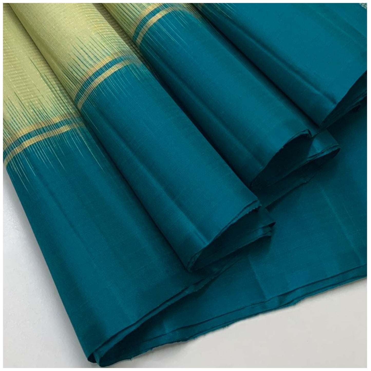 Niharika Lime Blue Pure Handloom Double Warp Soft Silk Saree