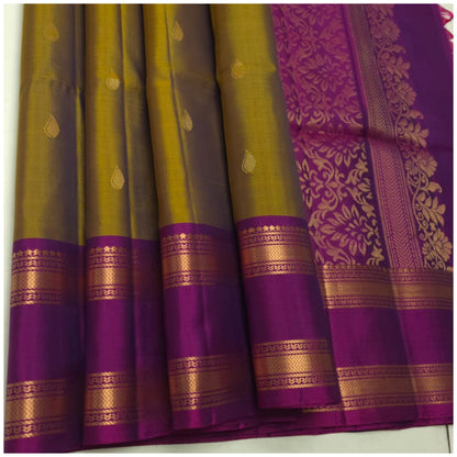 Tanvi Olive Magenta Pure Handloom Double Warp Soft Silk Saree