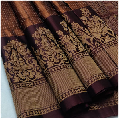 Nivara Earthy Copper Deep Plum Pure Handloom Double Warp Soft Silk Saree