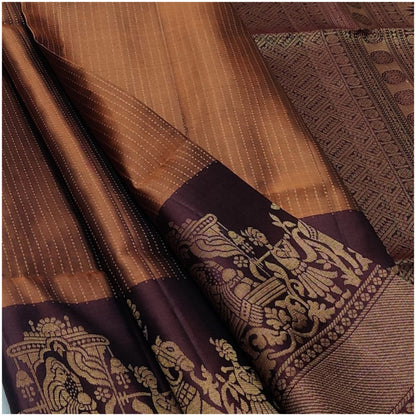 Nivara Earthy Copper Deep Plum Pure Handloom Double Warp Soft Silk Saree