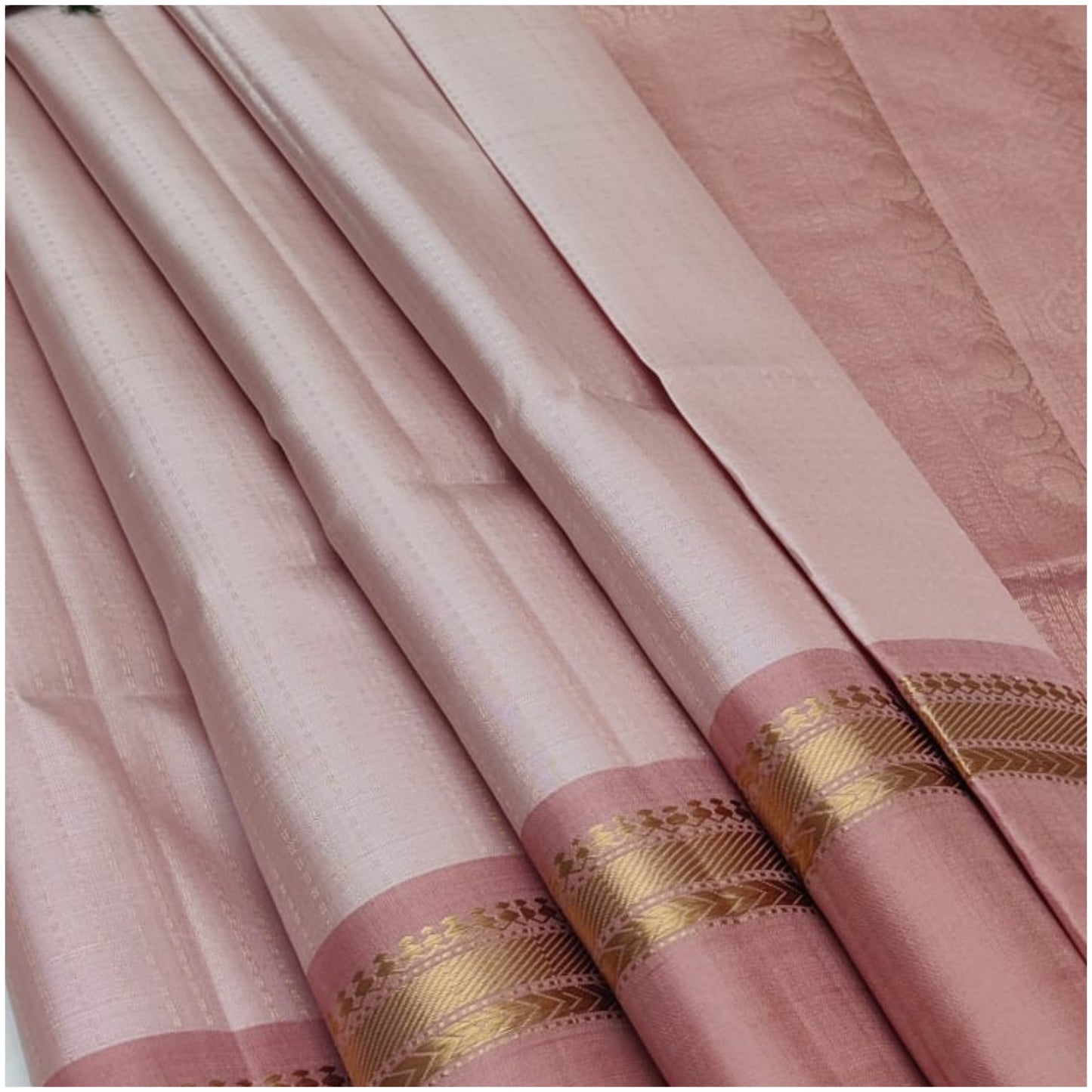 Wardha Baby Blush Pink Pure Handloom Double Warp Soft Silk Saree