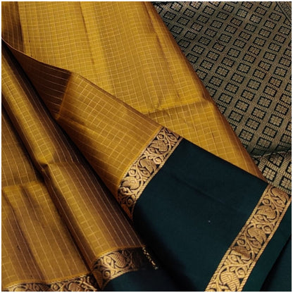 Sabari Yellow Green Pure Handloom Double Warp Soft Silk Saree