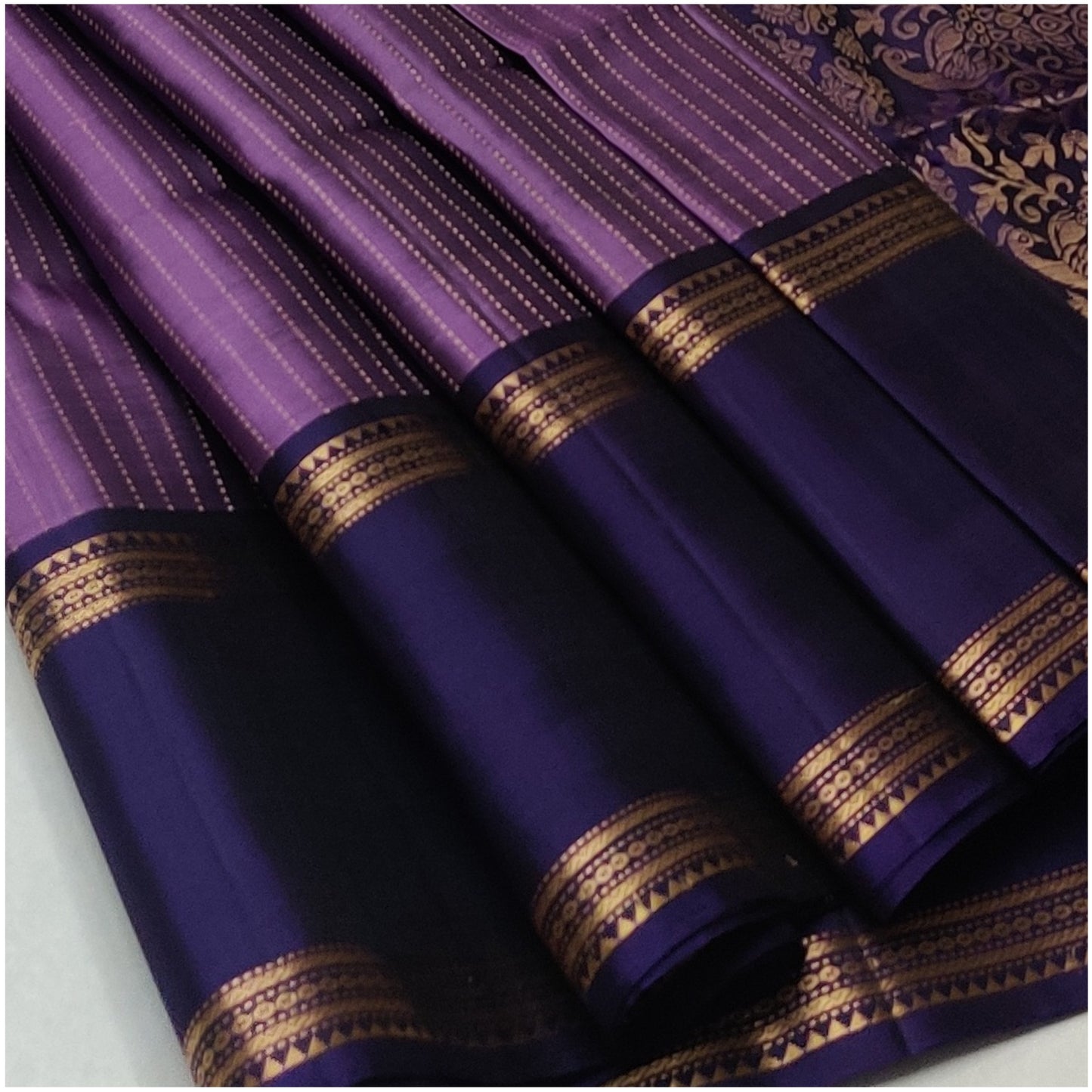 Tarini Purple Violet Pure Handloom Double Warp Soft Silk Saree
