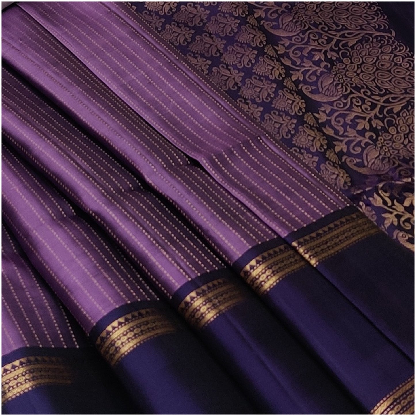 Tarini Purple Violet Pure Handloom Double Warp Soft Silk Saree