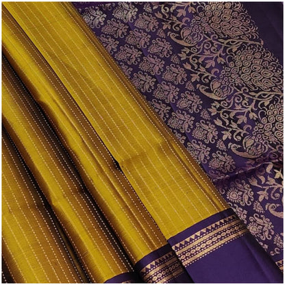 Tisha Mustard Violet Pure Handloom Double Warp Soft Silk Saree