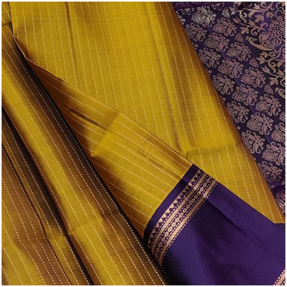 Tisha Mustard Violet Pure Handloom Double Warp Soft Silk Saree