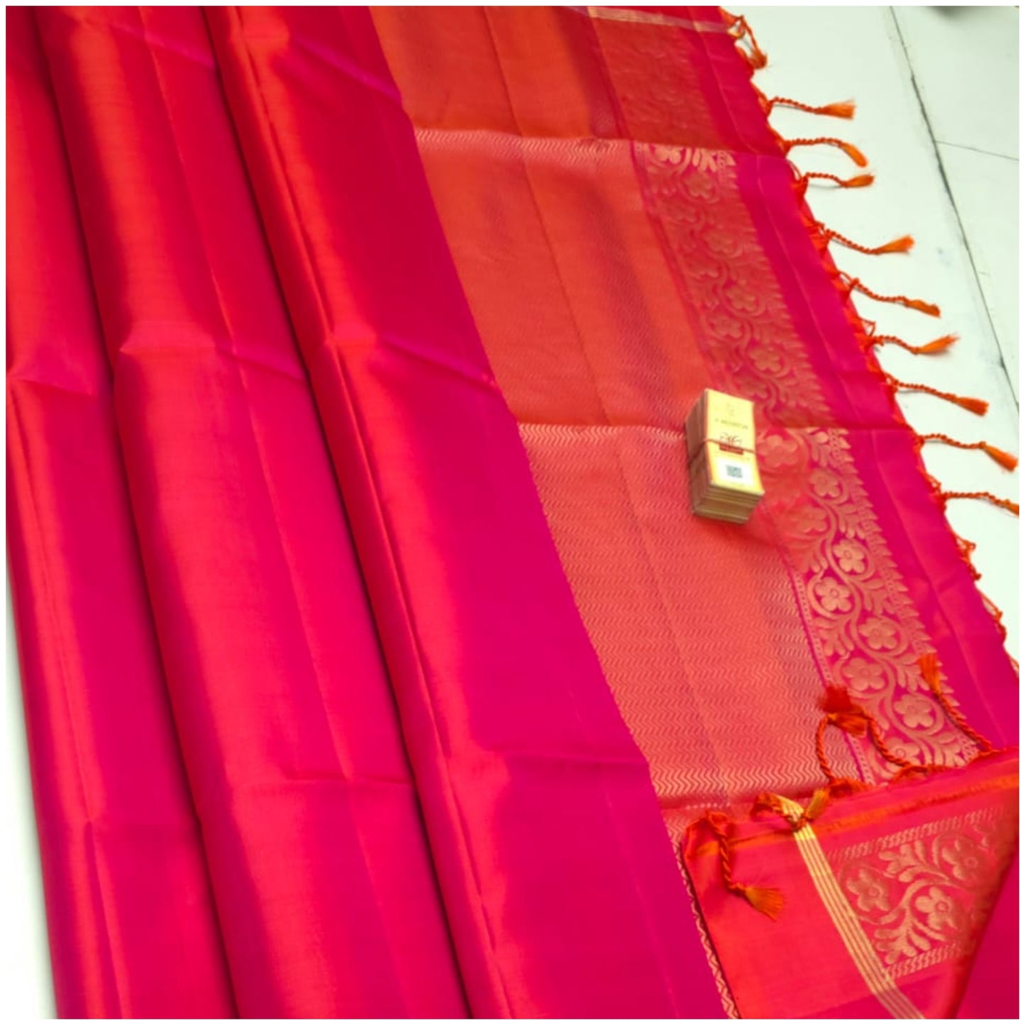 Anika Raspberry Red Pure Handloom Double Warp Soft Silk Saree